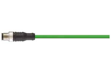 Cables Profinet confeccionados, PUR, Conector A: M12 recto, 4 pines, codificado en d, Conector B: extremo sin confeccionar