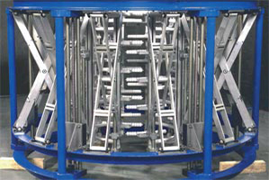 Cesta de calibración en una línea de lámina soplada