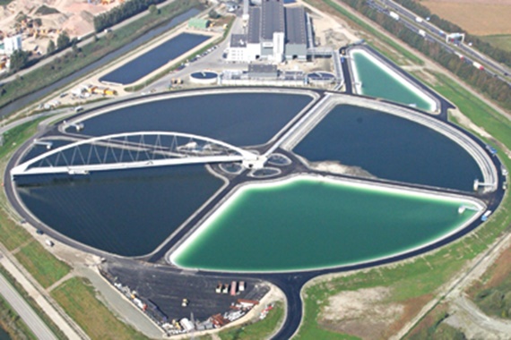 Vista aérea de la planta de aguas residuales