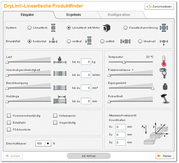 Configurador para guías lineales