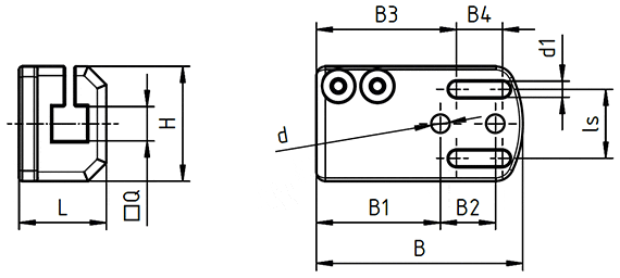 Dibujo de placa de conexión para pinzas neumáticas
