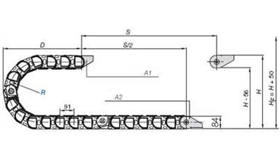 Dibujo de la cadena portacables P4