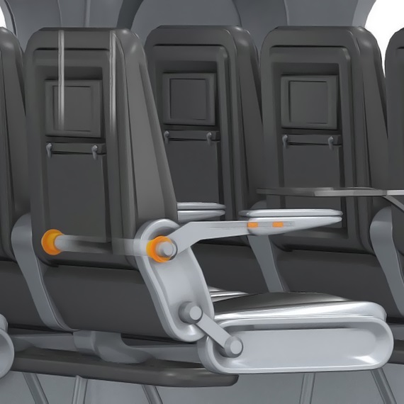Interior de los aviones: cojinetes de fricción en reposabrazos