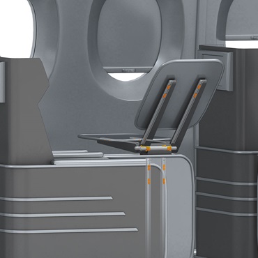 Interior de los aviones: cojinetes de fricción en la extensión de mesa